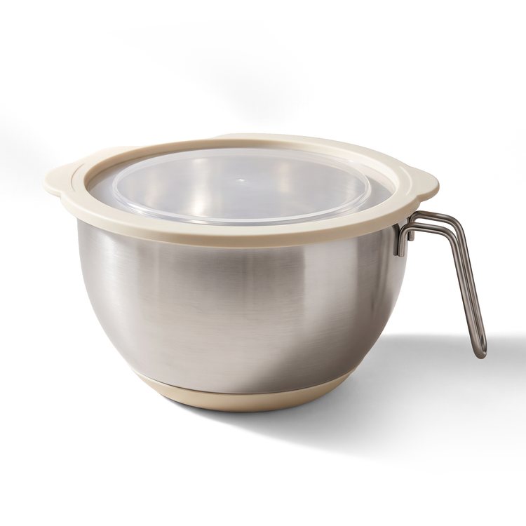 JS Gourmet Bol mélangeur en inox 3 L avec poignée et couvercle hermétique - Simple Boutique