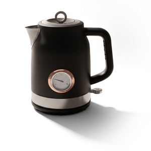 JS Gourmet Bouilloire électrique Rétro Collection Rosewood, 1,7 L, acier inoxydable noir mat - Simple Boutique