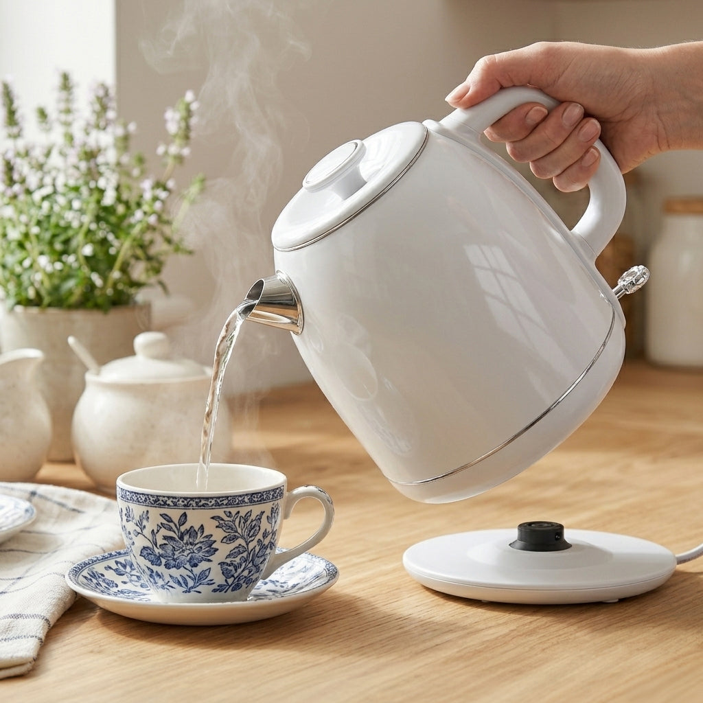 JS Gourmet Bouilloire électrique à double paroi 2L - Blanc - Simple Boutique