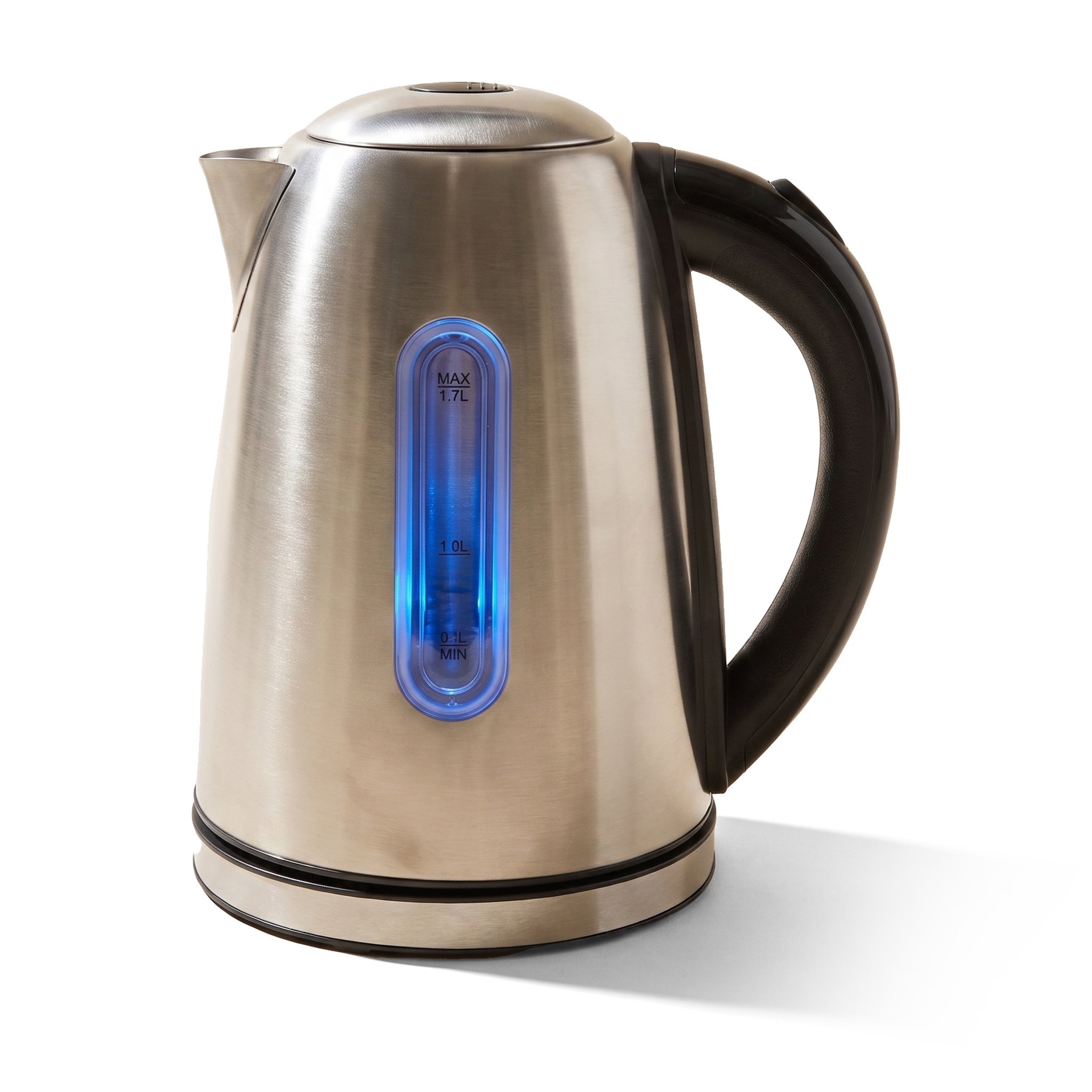JS Gourmet Bouilloire électrique en acier inoxydable avec éclairage DEL bleu, 1100 W - 1,7 L - Simple Boutique