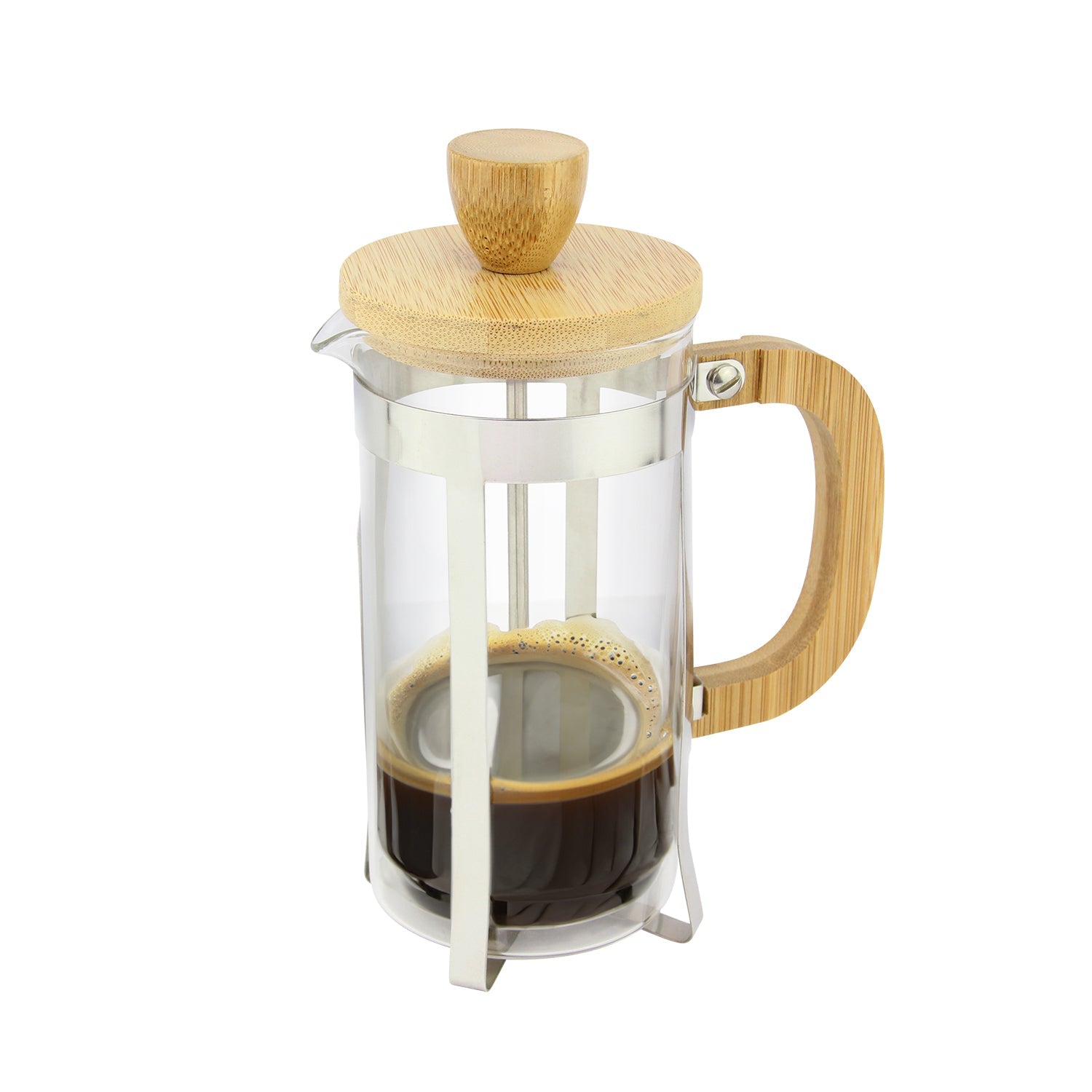 JS Gourmet - Cafetière à Piston en Verre avec Couvercle et Poignée en Bambou, Capacité de 800ml - Simple Boutique