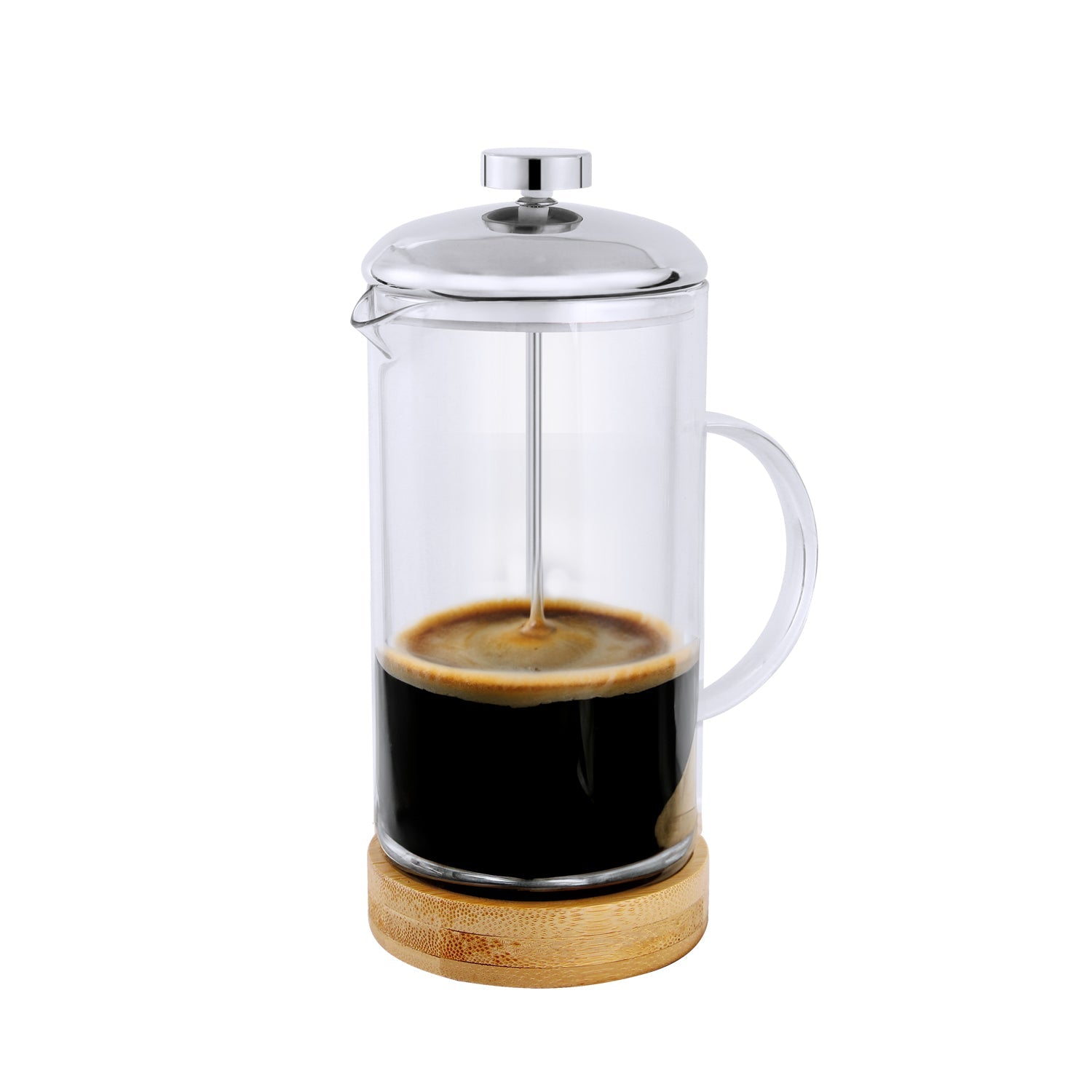 JS Gourmet - Cafetière à Presse Francaise en Verre avec Base en Bambou, Capacité de 800ml - Simple Boutique