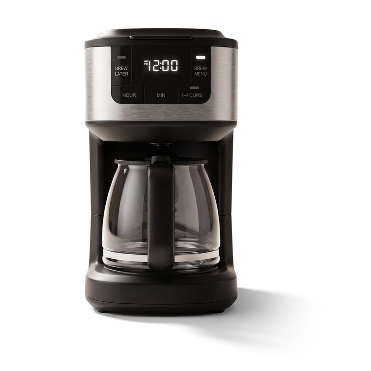 JS Gourmet Cafetière à filtre numérique programmable de 12 tasses avec carafe en verre de 1,8 L, noire - Simple Boutique
