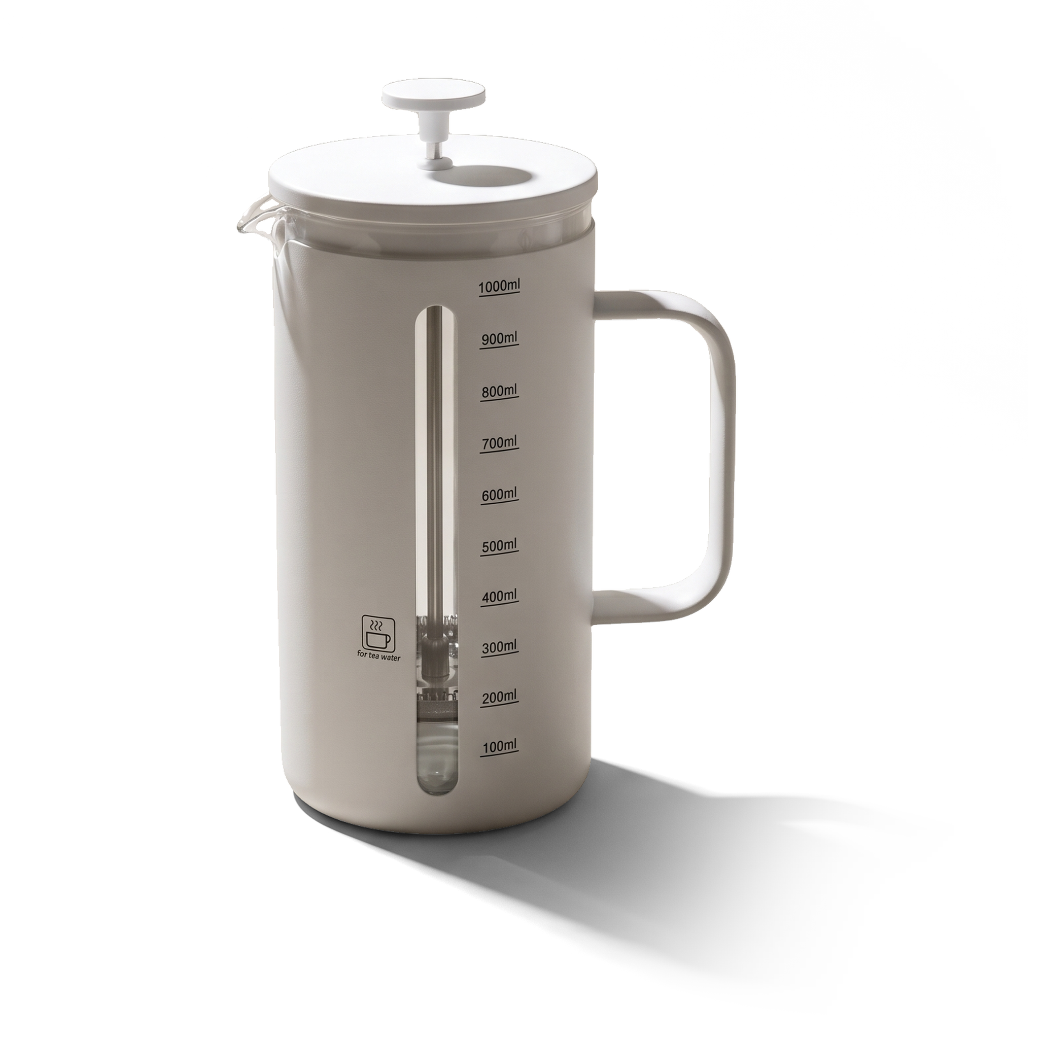 JS Gourmet Cafetière à piston en acier inoxydable - Blanc cassé, 1000 ml - Simple Boutique