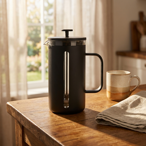 JS Gourmet Cafetière à piston en acier inoxydable - Noir, 1000 ml - Simple Boutique