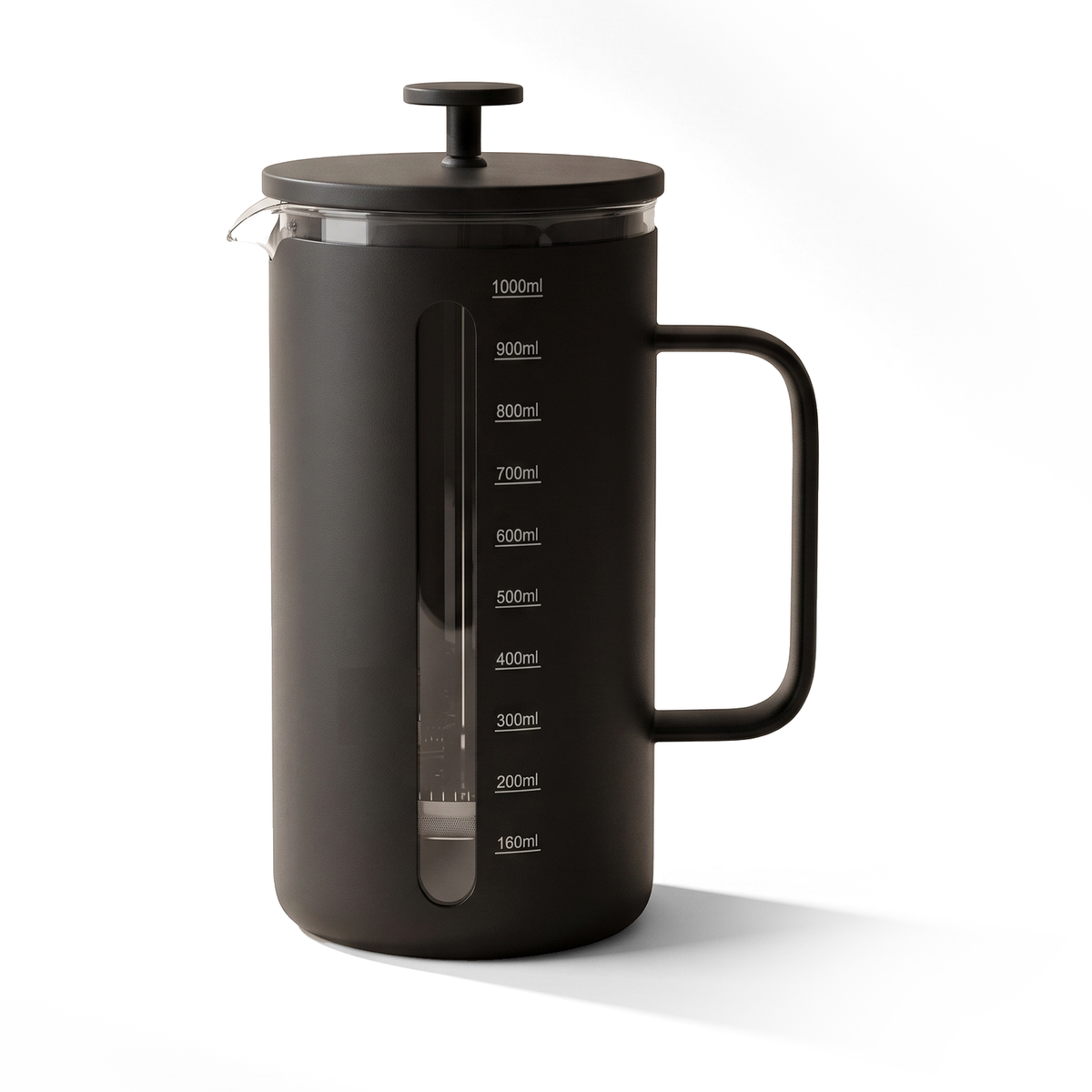 JS Gourmet Cafetière à piston en acier inoxydable - Noir, 1000 ml - Simple Boutique