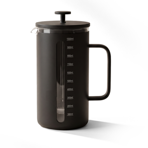 JS Gourmet Cafetière à piston en acier inoxydable - Noir, 1000 ml - Simple Boutique