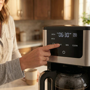 JS Gourmet Cafetière filtre programmable 14 tasses - Verseuse en verre 2,1 L, Noire - Simple Boutique