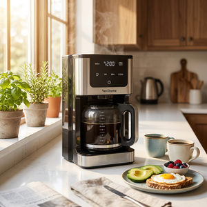 JS Gourmet Cafetière filtre programmable 14 tasses - Verseuse en verre 2,1 L, Noire - Simple Boutique