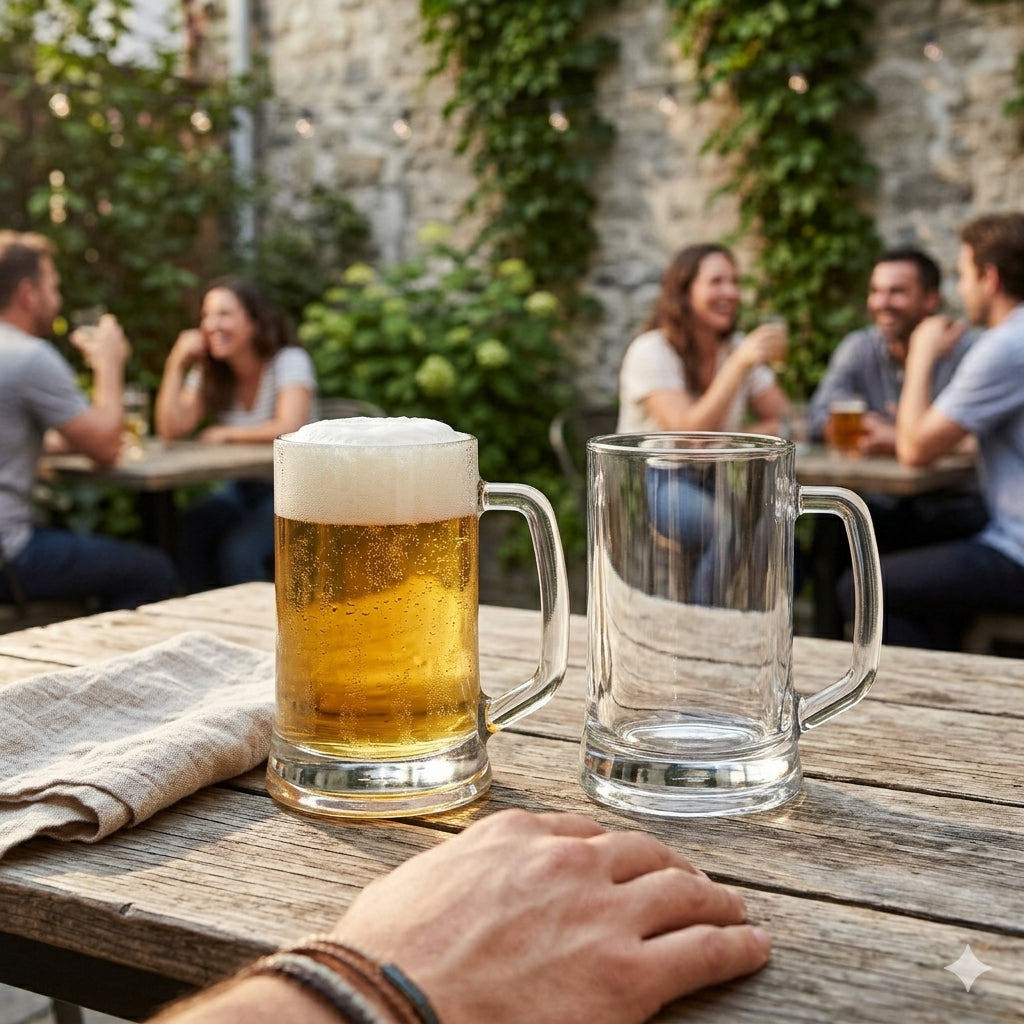 JS Gourmet Chopes à bière de brasserie avec poignée — Ensemble de 2, 500 ml - Simple Boutique