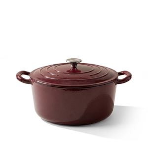 JS Gourmet Cocotte Ronde en Fonte Émaillée - Bordeaux, 5,3 L - Simple Boutique