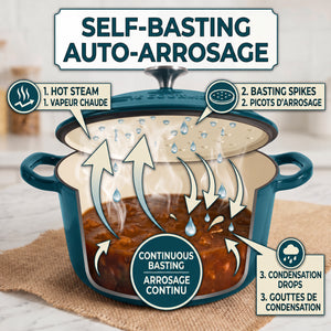 JS Gourmet Cocotte ronde en fonte émaillée, 5,3 L, Bleu saphir - Simple Boutique