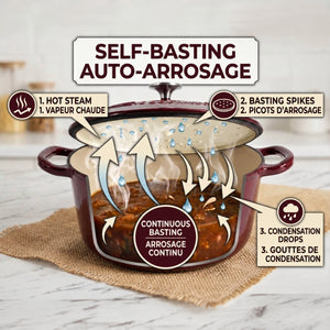 JS Gourmet Cocotte ronde en fonte émaillée, 5,3 L, Bordeaux - Simple Boutique