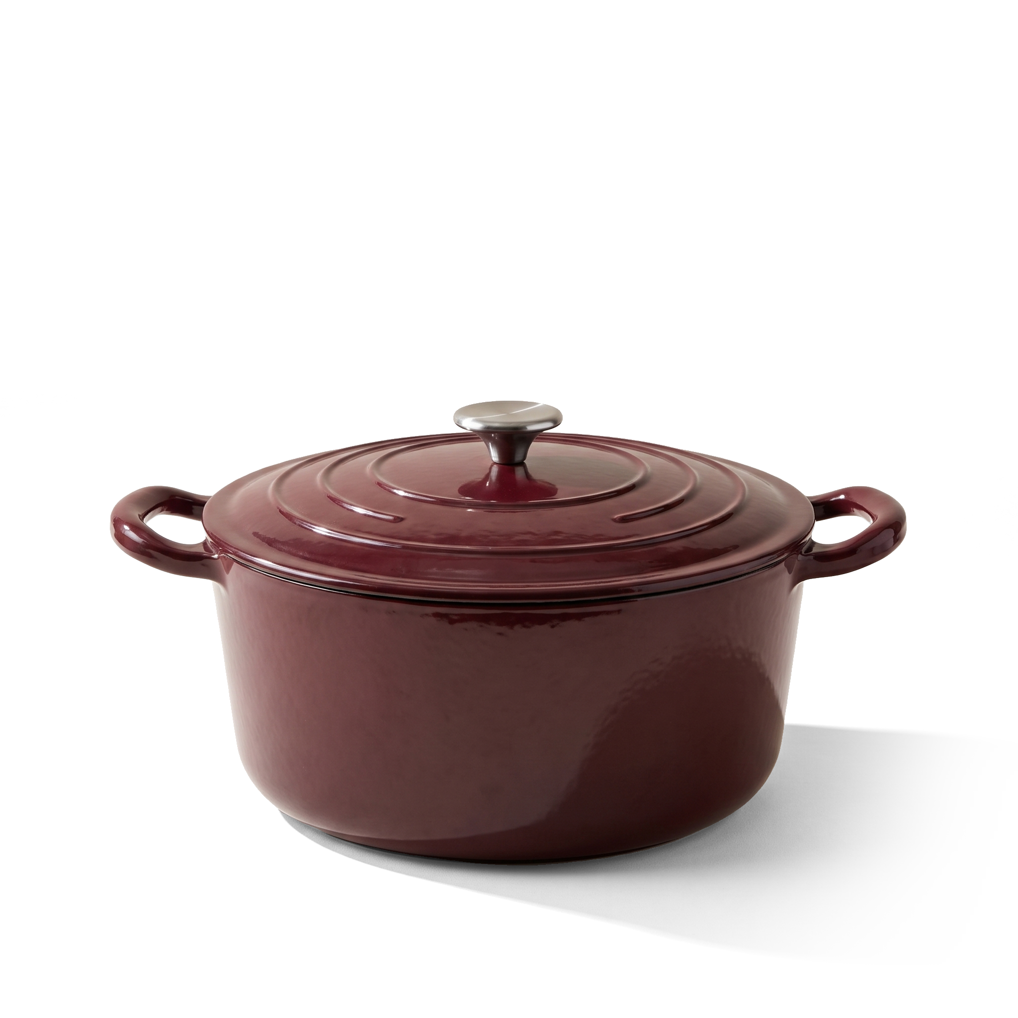 JS Gourmet Cocotte ronde en fonte émaillée, 5,3 L, Bordeaux - Simple Boutique