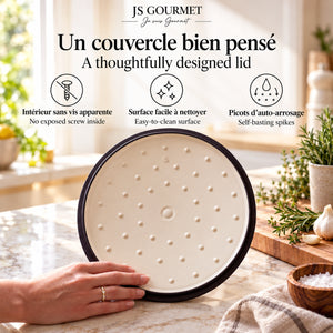 JS Gourmet Cocotte ronde en fonte émaillée, 5,3 L, Rouge cerise - Simple Boutique