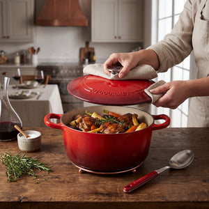 JS Gourmet Cocotte ronde en fonte émaillée, 5,3 L, Rouge cerise - Simple Boutique