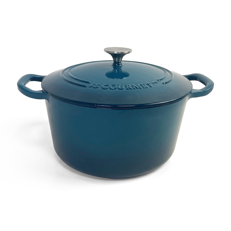 JS Gourmet Cocotte ronde en fonte émaillée, 6,2 L, Bleu saphir - Simple Boutique