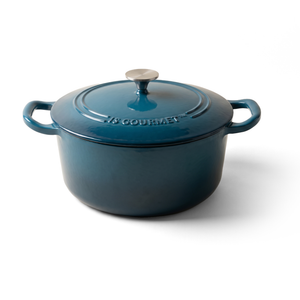 JS Gourmet Cocotte ronde en fonte émaillée - Bleu saphir, 5,3 L - Simple Boutique