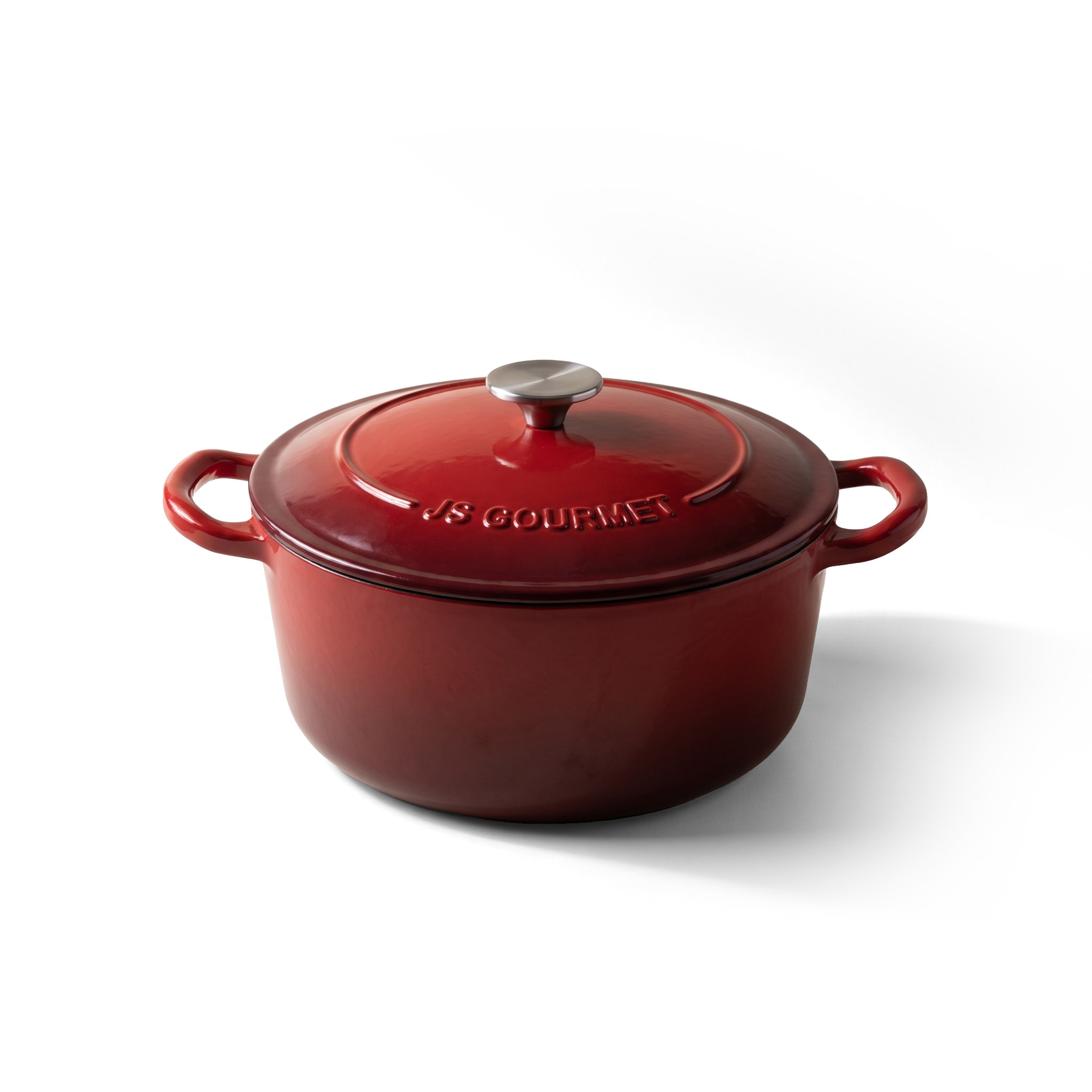 JS Gourmet Cocotte ronde en fonte émaillée - Rouge cerise, 6,2 L - Simple Boutique