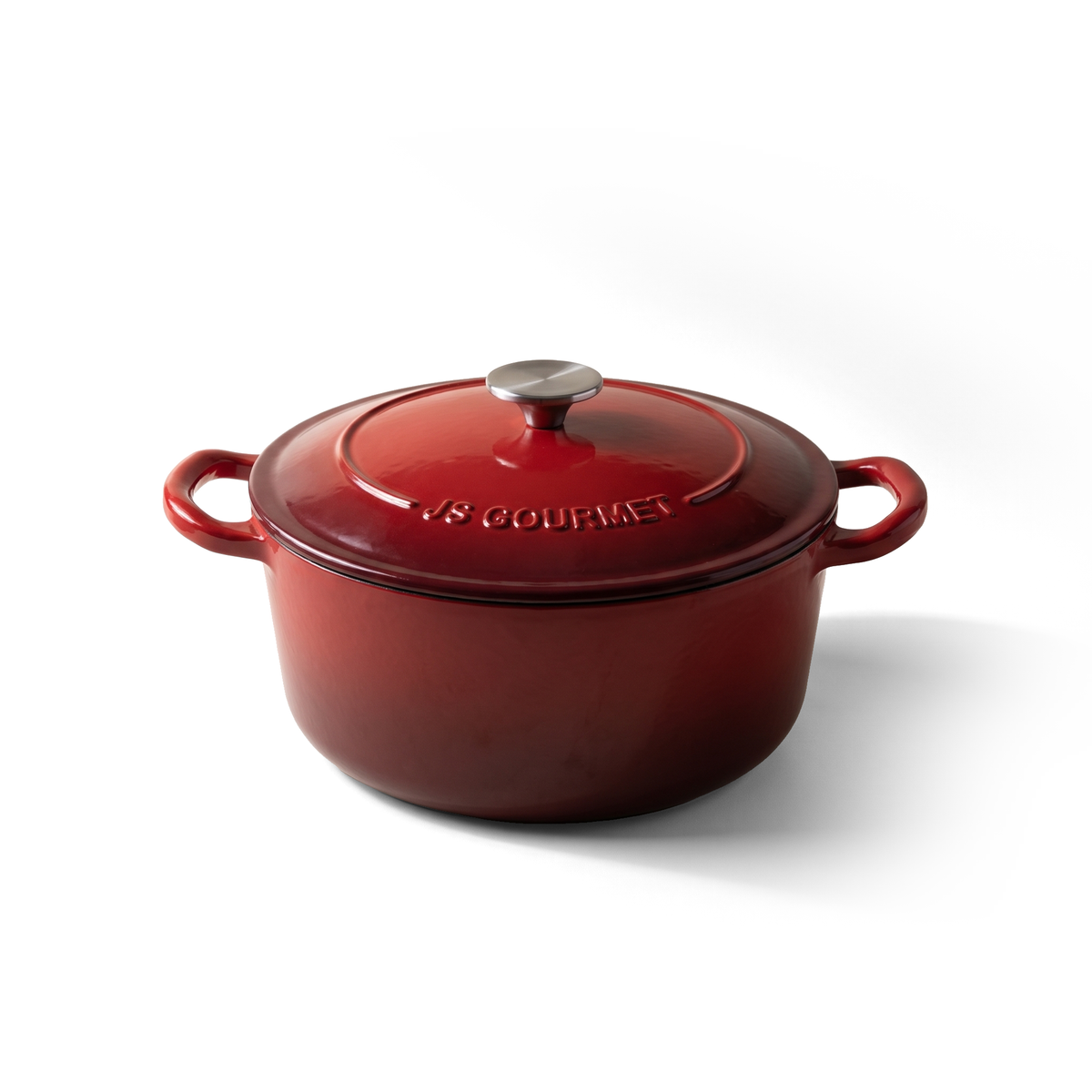JS Gourmet Cocotte ronde en fonte émaillée - Rouge cerise, 6,2 L - Simple Boutique