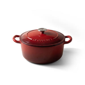 JS Gourmet Cocotte ronde en fonte émaillée - Rouge cerise, 6,2 L - Simple Boutique