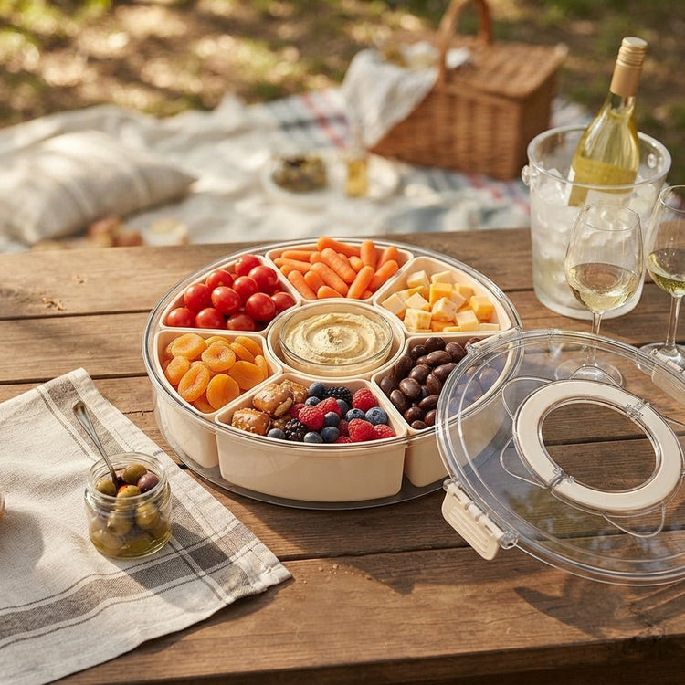 JS Gourmet Contenant à collations à 6 compartiments avec base rotative à 360° - Simple Boutique