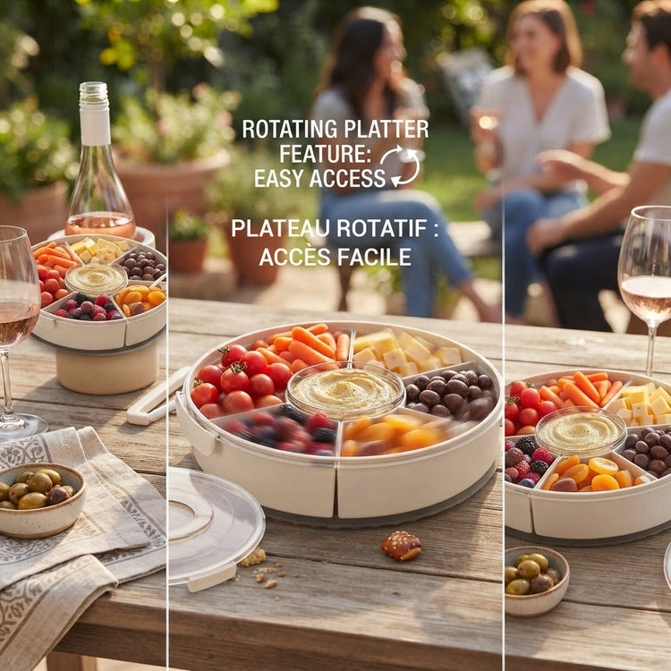JS Gourmet Contenant à collations à 6 compartiments avec base rotative à 360° - Simple Boutique