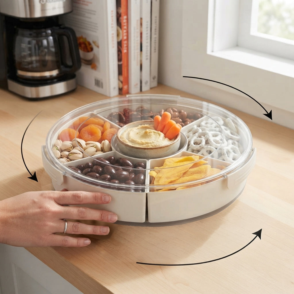 JS Gourmet Contenant à collations à 6 compartiments avec base rotative à 360° - Simple Boutique