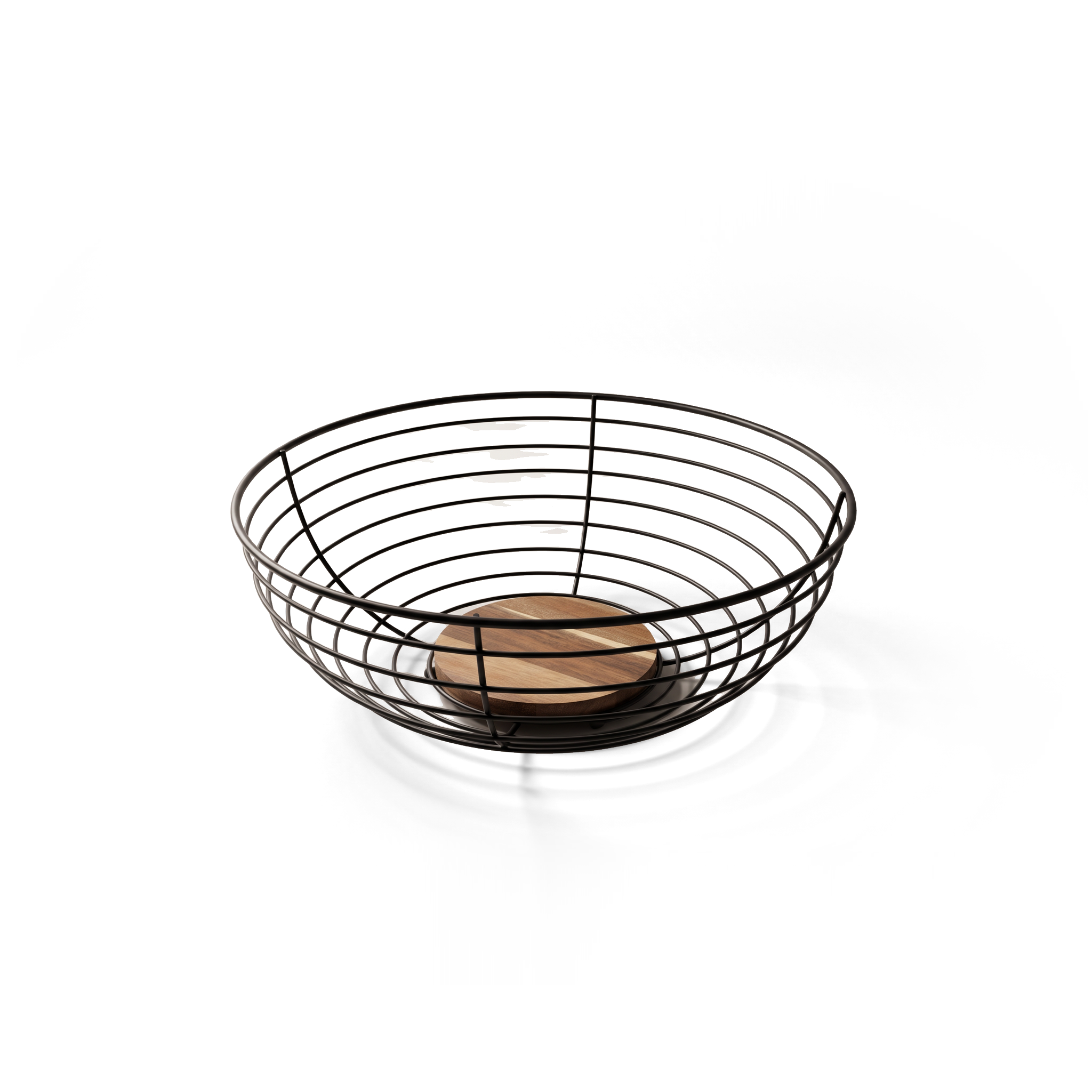 JS Gourmet Corbeille à fruits en fil d'acier avec base en bois d'acacia - Simple Boutique