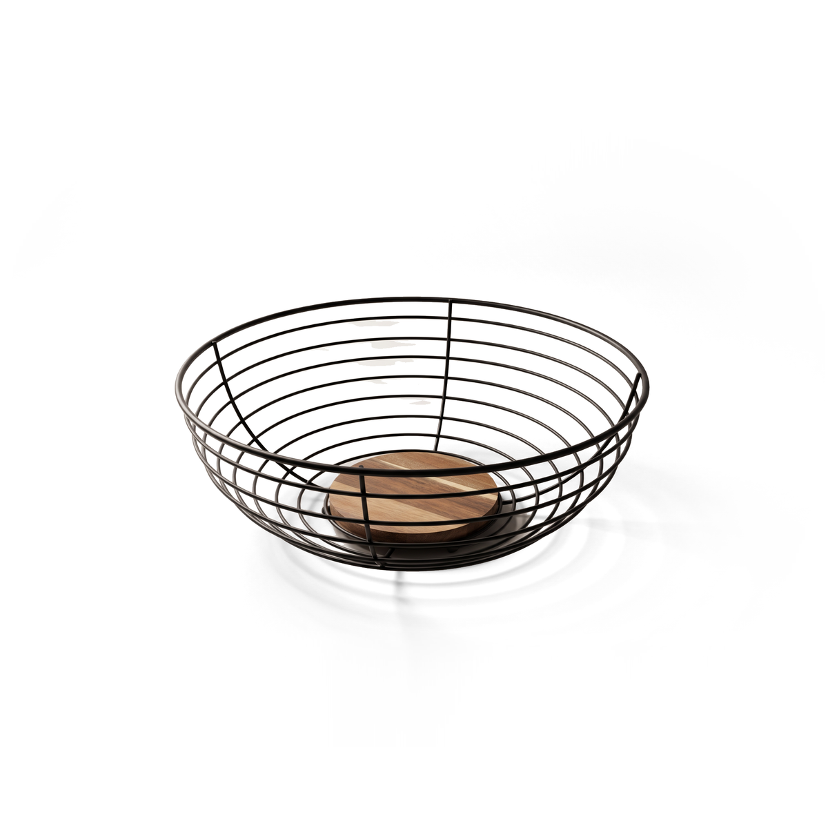 JS Gourmet Corbeille à fruits en fil d'acier avec base en bois d'acacia - Simple Boutique