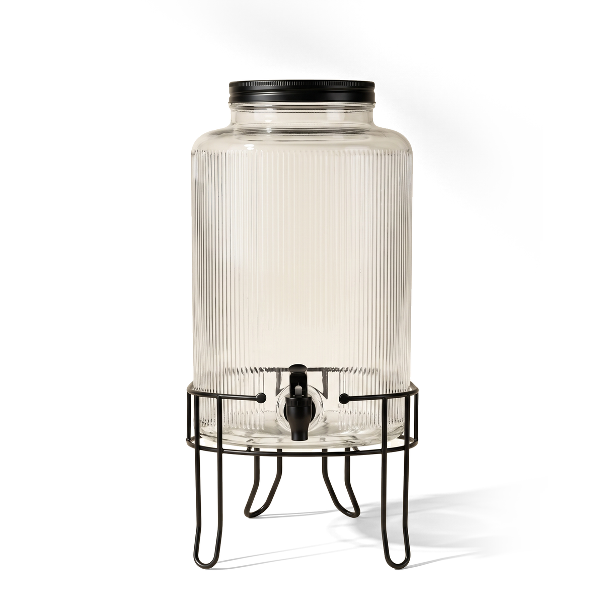 JS Gourmet Distributeur de boissons 6 L avec motif en verre gravé et support en métal noir - Simple Boutique
