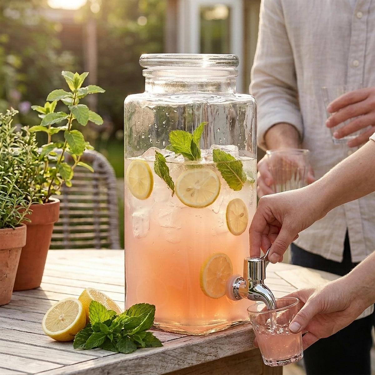 JS Gourmet Distributeur de boissons Slim en verre, 1,6 L - Simple Boutique