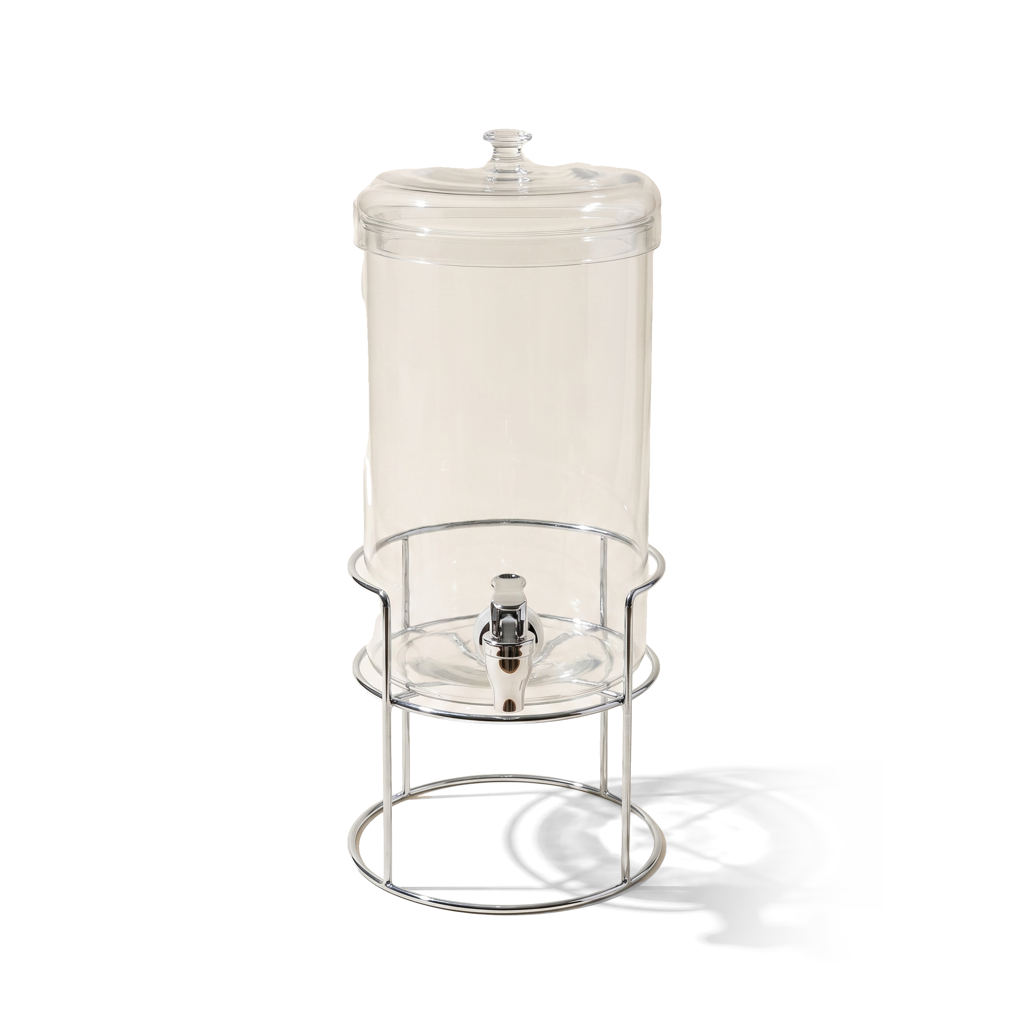 JS Gourmet Distributeur de boissons en verre borosilicaté avec couvercle en verre et support en métal, 5,5 L - Simple Boutique