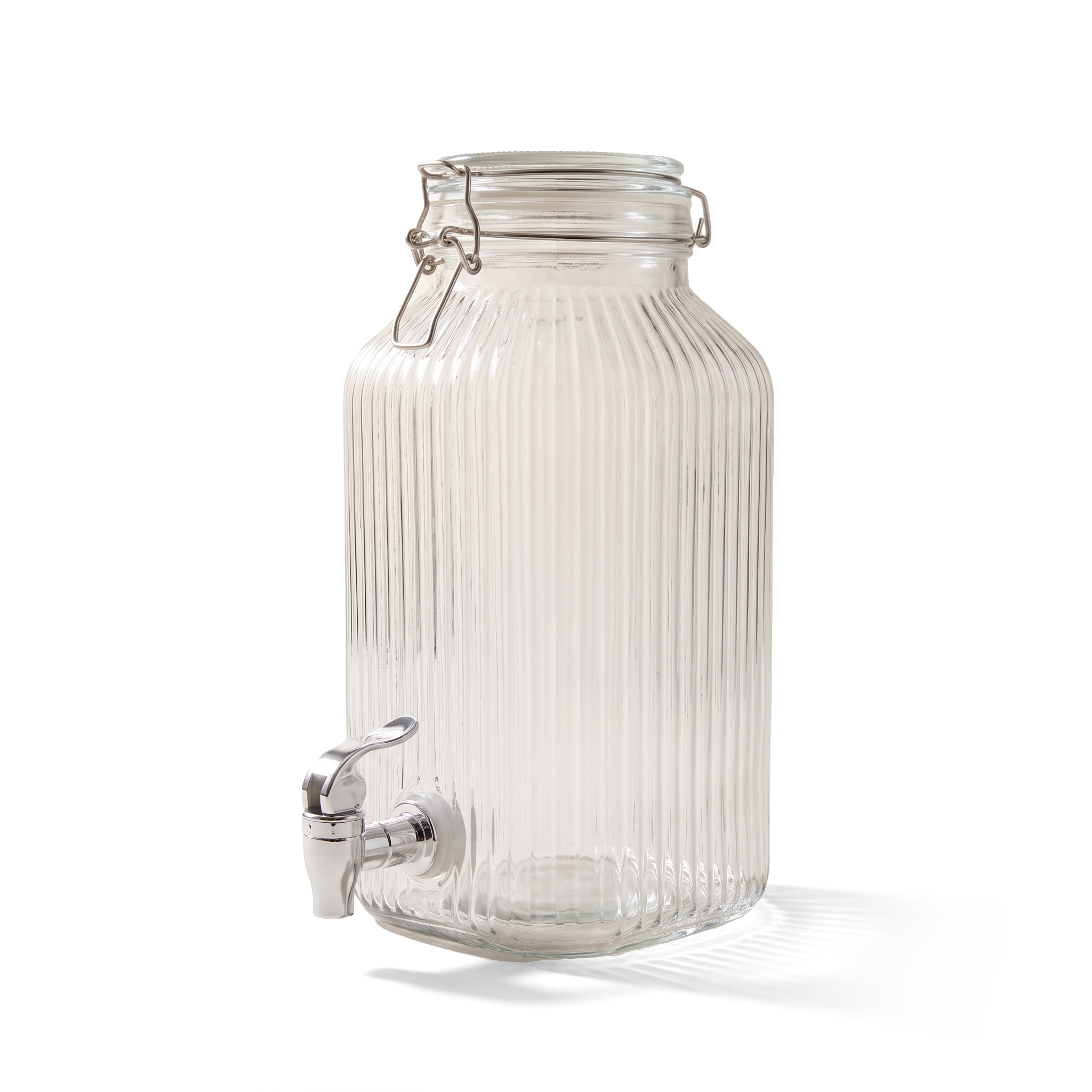 JS Gourmet Distributeur de boissons en verre côtelé avec couvercle à étrier en verre, 4 L - Simple Boutique