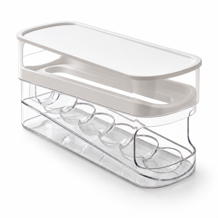JS Gourmet Distributeur d'œufs roulant avec couvercle empilable - Contient 14 œufs - Simple Boutique