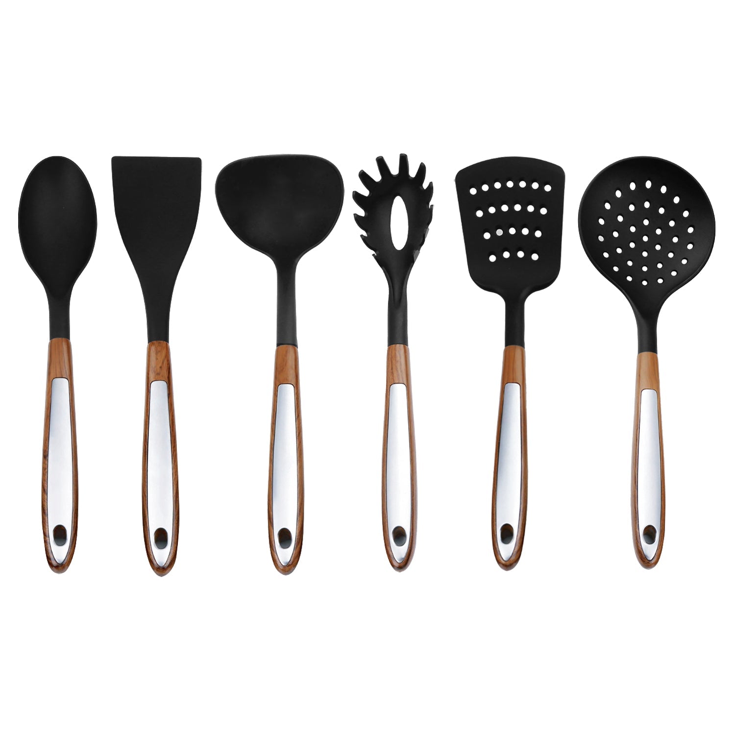 JS Gourmet - Ensemble 6 Morceaux D'ustensiles de Cuisine, Résistants à la Chaleur, Sans BPA, Bois d'acacia - Simple Boutique