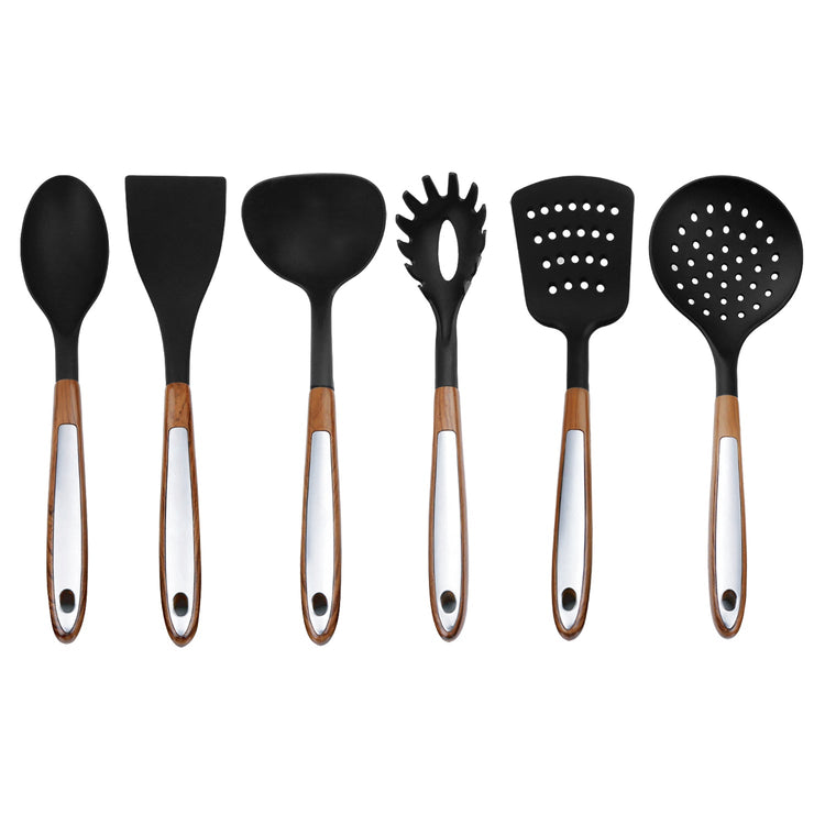 JS Gourmet - Ensemble 6 Morceaux D'ustensiles de Cuisine, Résistants à la Chaleur, Sans BPA, Bois d'acacia - Simple Boutique