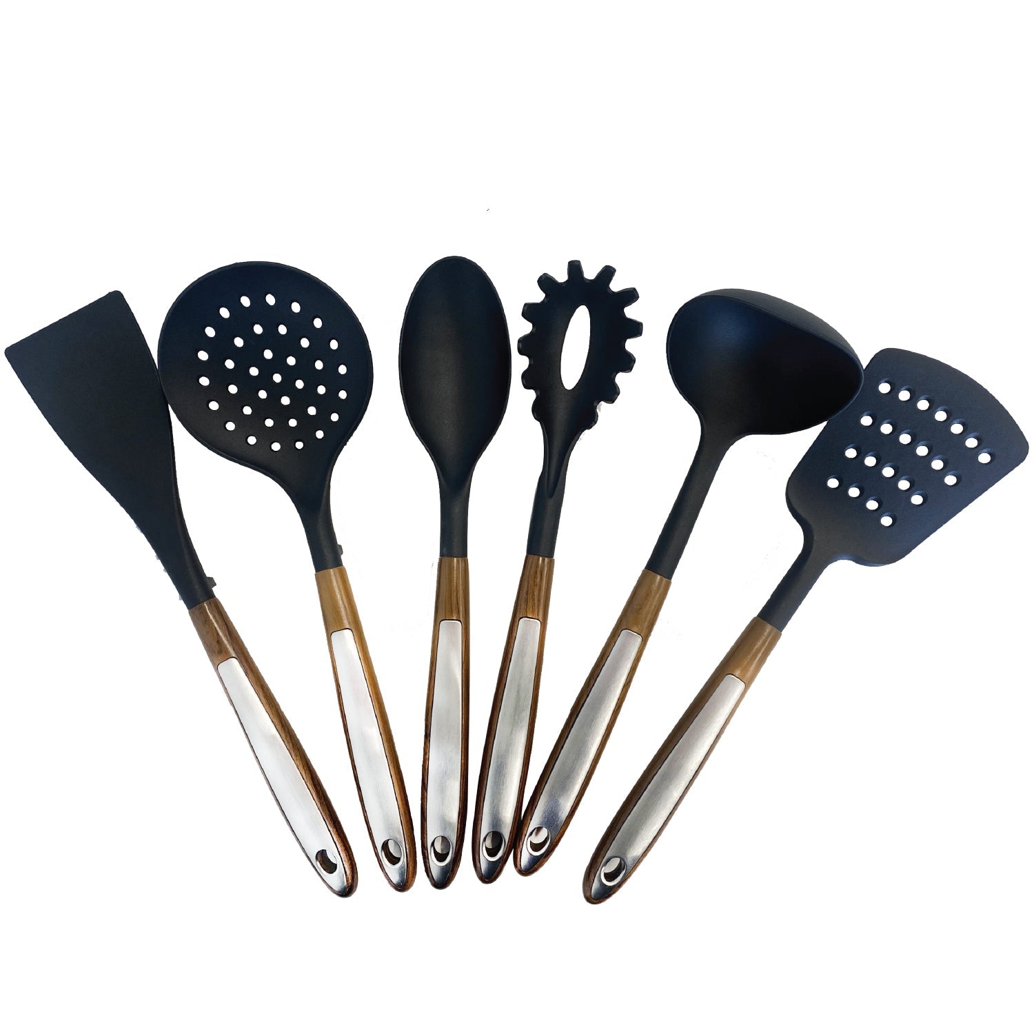 JS Gourmet - Ensemble 6 Morceaux D'ustensiles de Cuisine, Résistants à la Chaleur, Sans BPA, Bois d'acacia - Simple Boutique
