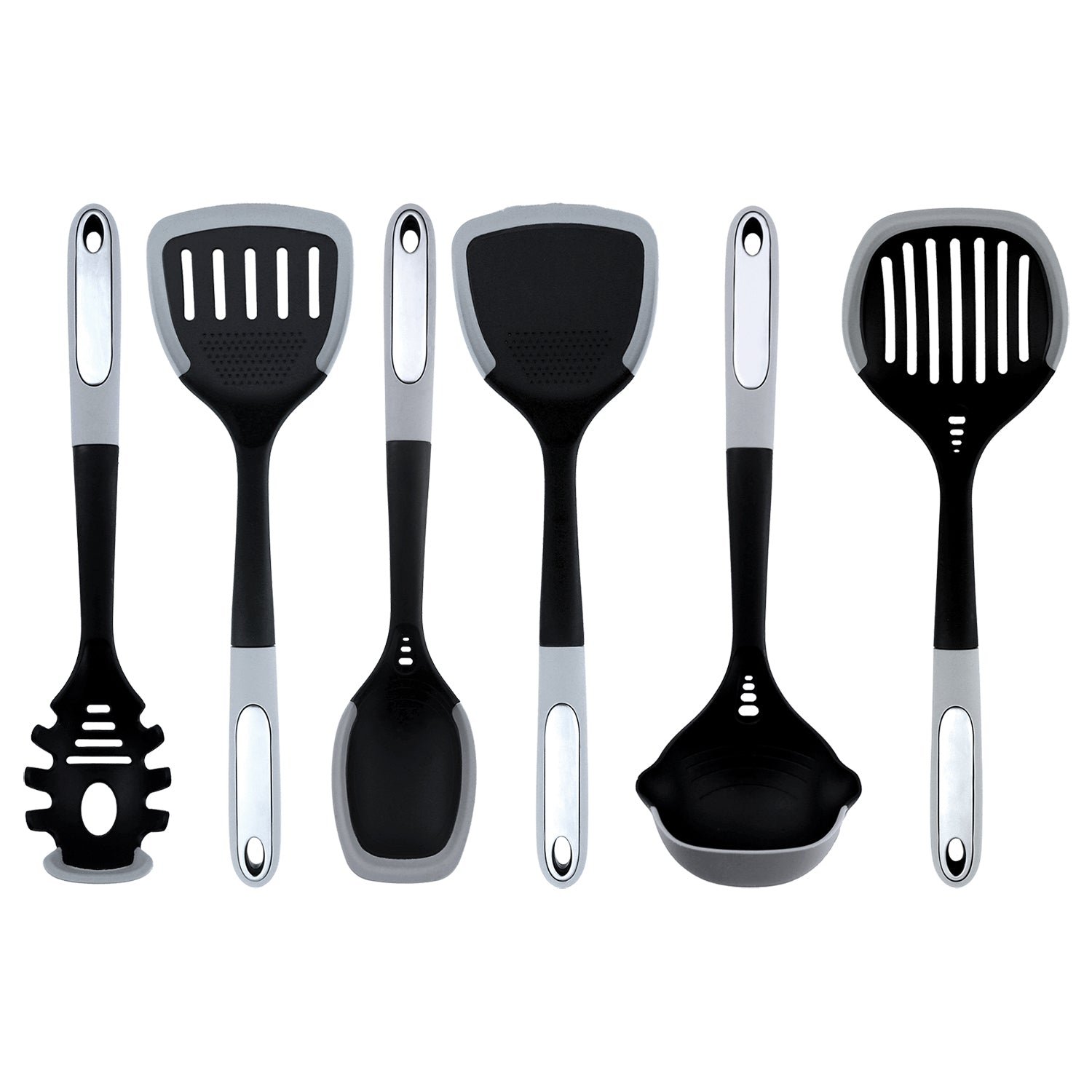 JS Gourmet - Ensemble 6 Morceaux d'ustensiles de Cuisine, Résistant à la Chaleur, Gris - Simple Boutique