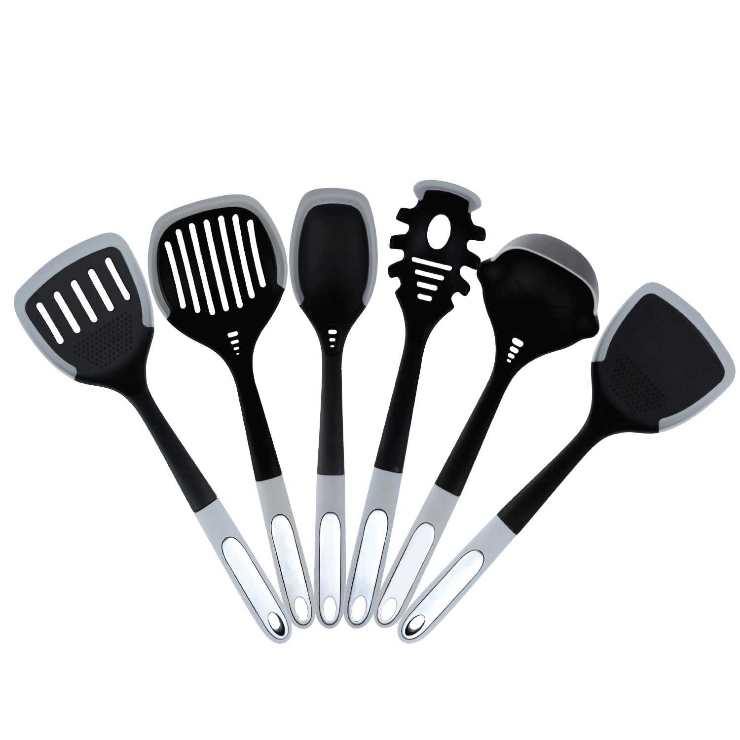 JS Gourmet - Ensemble 6 Morceaux d'ustensiles de Cuisine, Résistant à la Chaleur, Gris - Simple Boutique