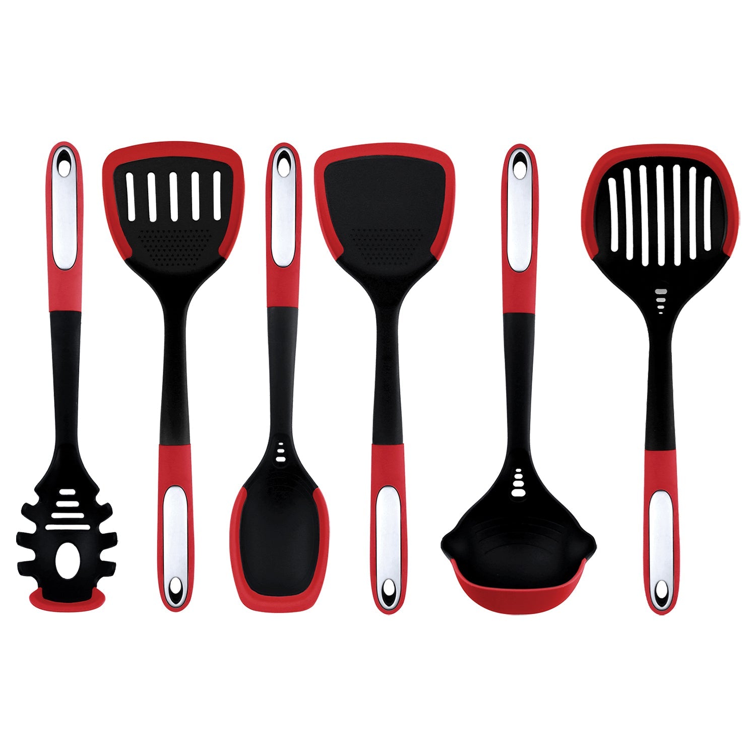 JS Gourmet - Ensemble 6 Morceaux d'ustensiles de Cuisine, Résistant à la Chaleur, Rouge - Simple Boutique