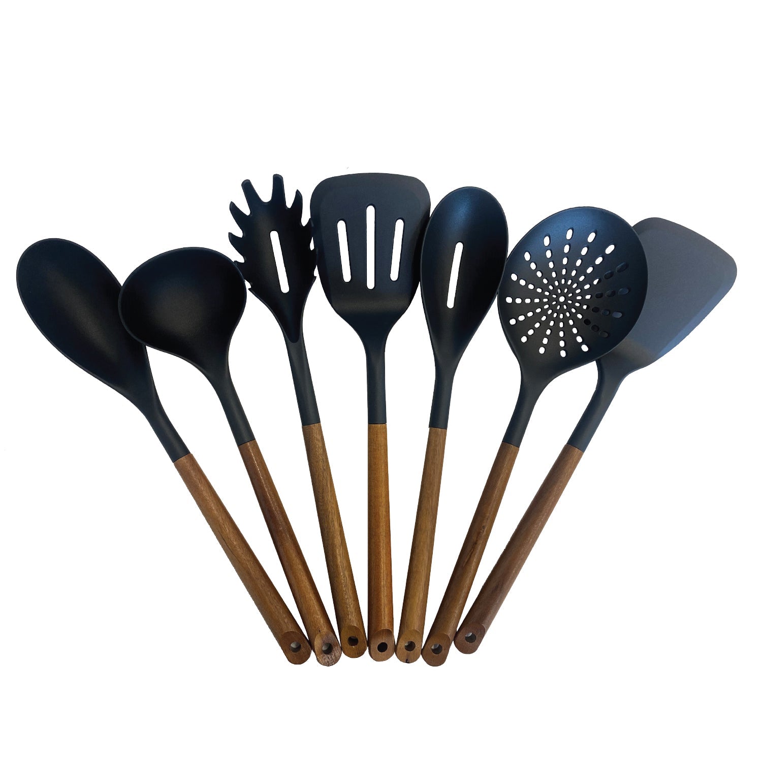 JS Gourmet - Ensemble 7 Morceaux D'ustensiles de Cuisine, Résistants à la Chaleur, Sans BPA, Bois d'acacia - Simple Boutique