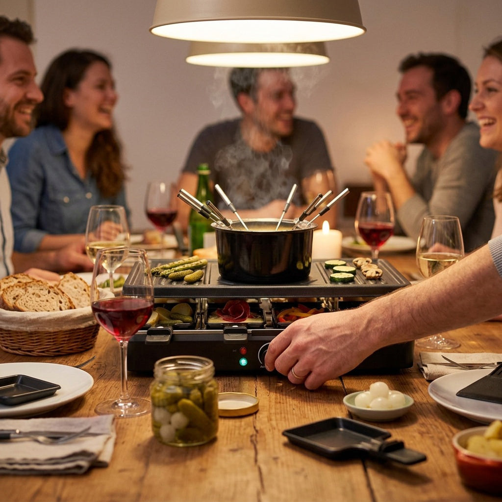 JS Gourmet Ensemble à raclette et fondue électrique tout-en-1 - Simple Boutique