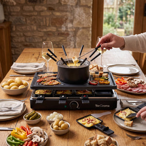 JS Gourmet Ensemble à raclette et fondue électrique tout-en-1 - Simple Boutique