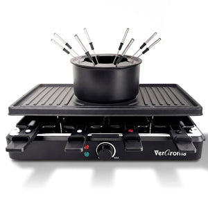 JS Gourmet Ensemble à raclette et fondue électrique tout-en-1 - Simple Boutique