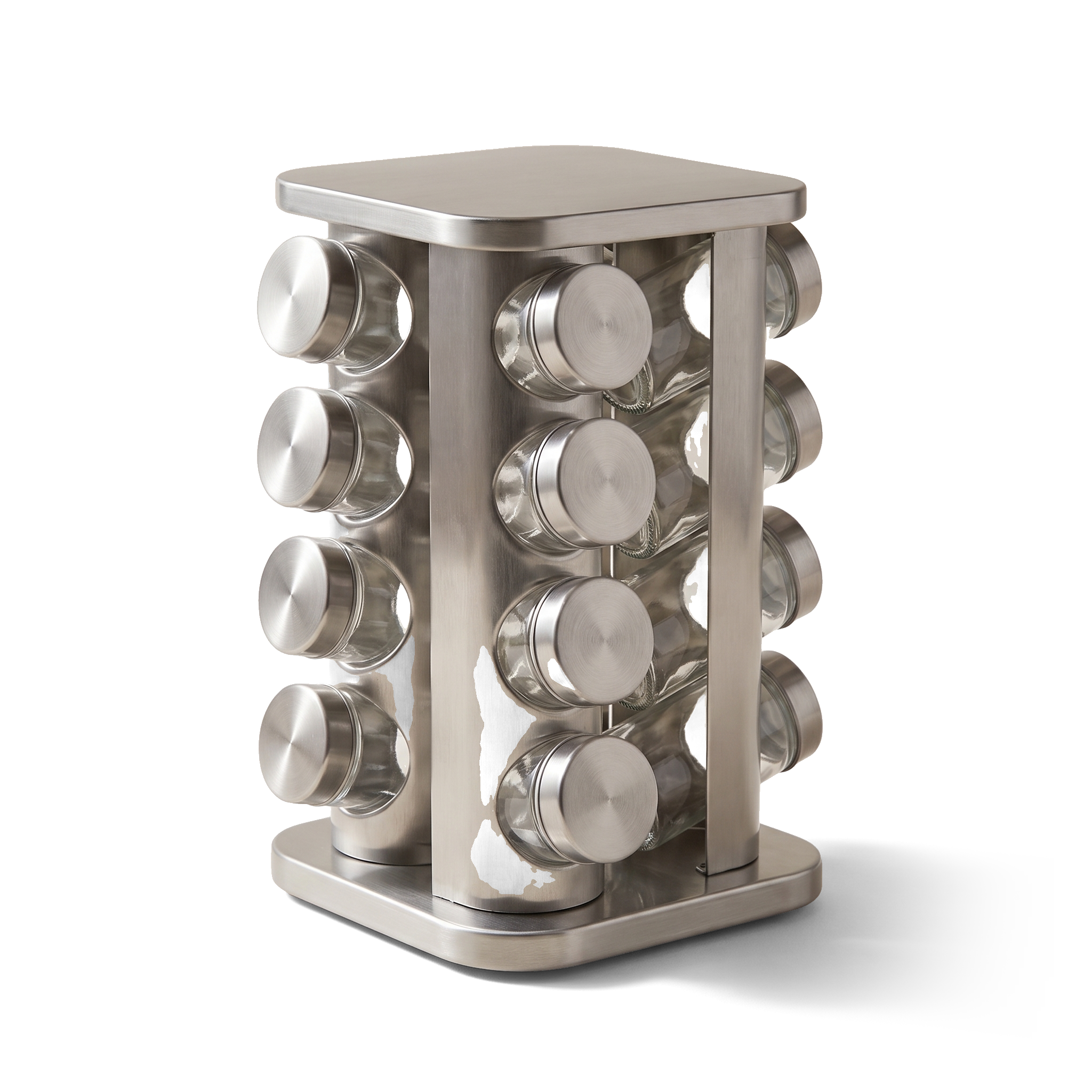 JS Gourmet Ensemble de 12 bocaux à épices en verre avec support rotatif en acier inoxydable - Simple Boutique