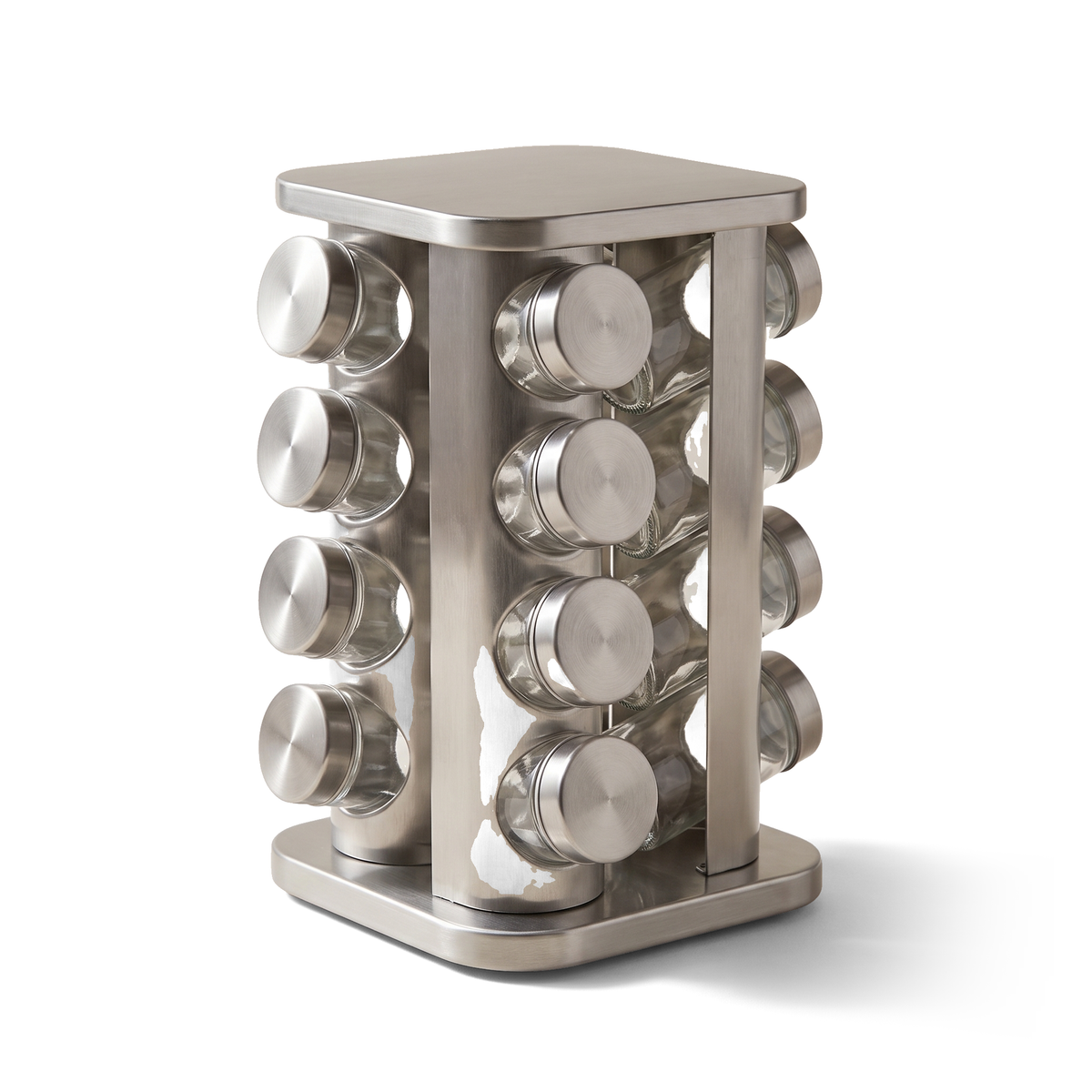 JS Gourmet Ensemble de 12 bocaux à épices en verre avec support rotatif en acier inoxydable - Simple Boutique