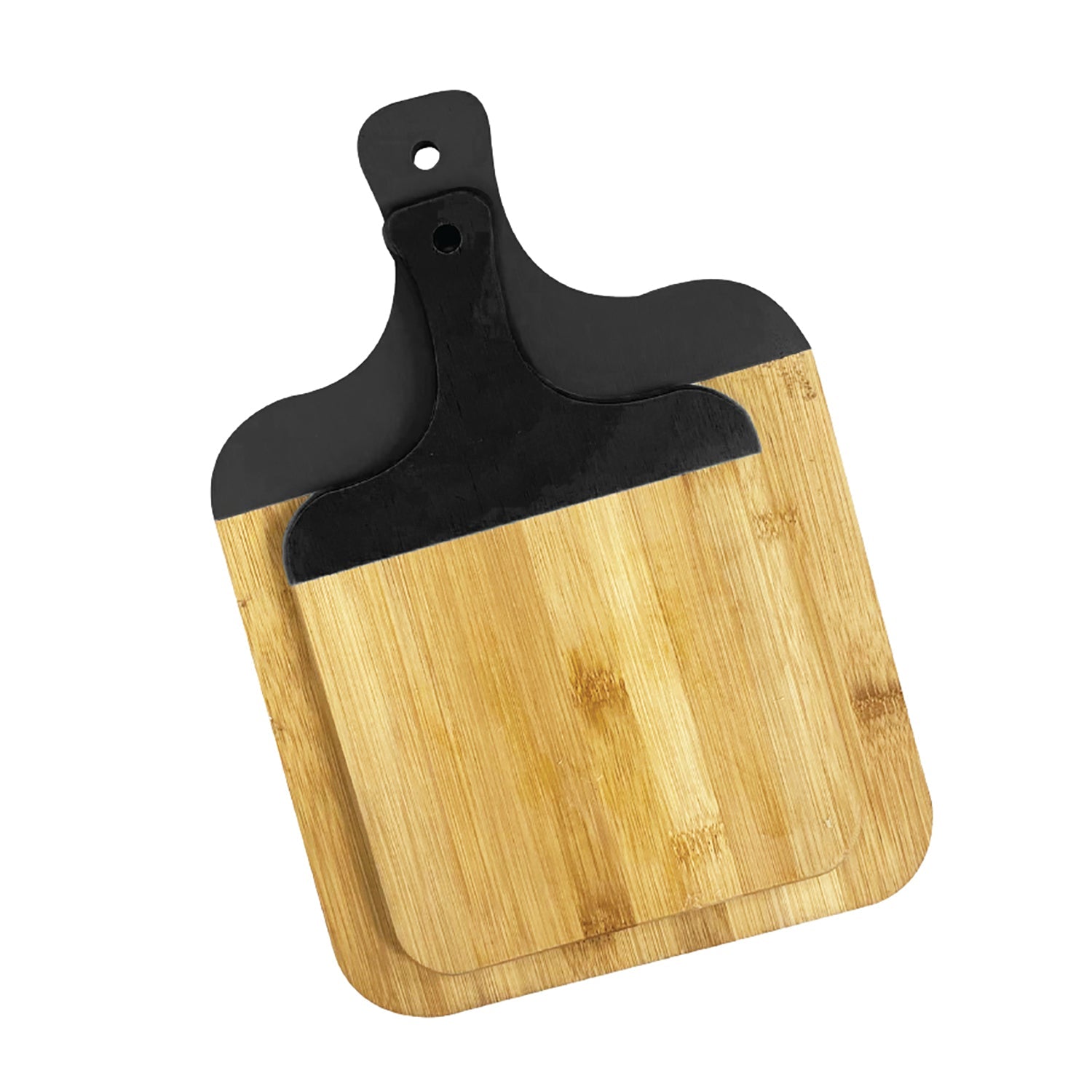 JS Gourmet - Ensemble de 2 Planches de Service et à Découper en Bambou avec Poignée Noire - Simple Boutique