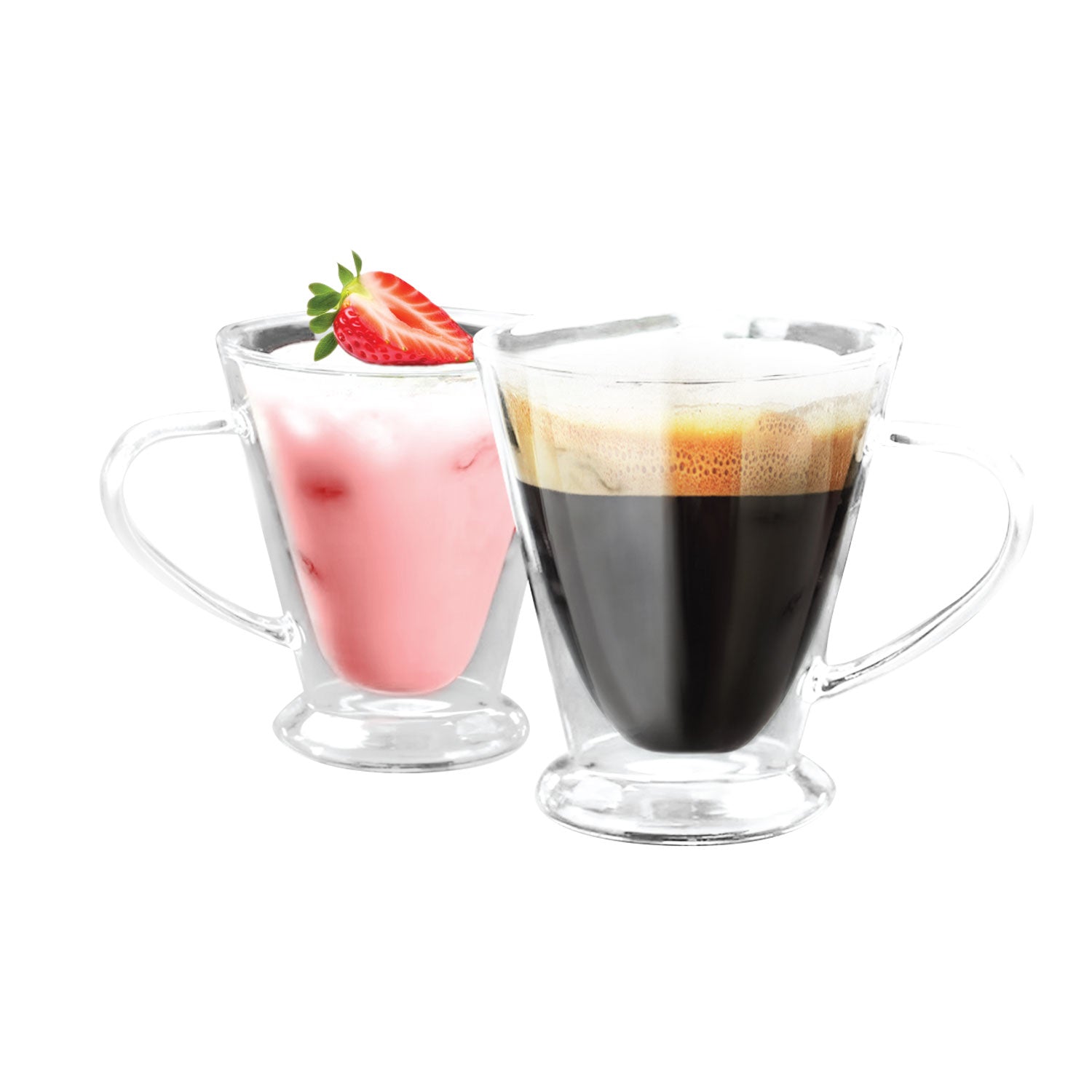 JS Gourmet - Ensemble de 2 Tasses Coniques en Verre à Double Paroi, Capacité de 250ml - Simple Boutique