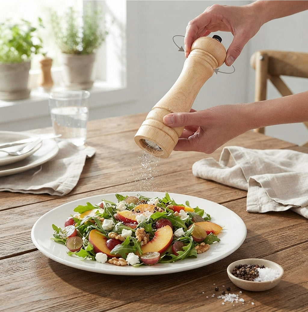 JS Gourmet Ensemble de 2 moulins à sel et à poivre en bois d'hévéa - 22 cm - Simple Boutique